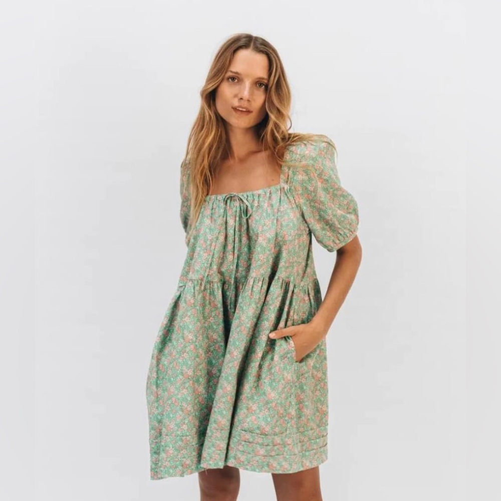 Oak Meadow Ivy Smock dress in Juniper Bloom